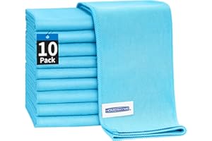 HOMERHYME Microfiber Glass Cleaning Cloth - 10 Pack Polishing Cloths, 16" x 14" Window Cleaning Towel, Streak Free, Lint Free, Great for All Delicate Surface, Glasses, Stainless Steel, Windshield.