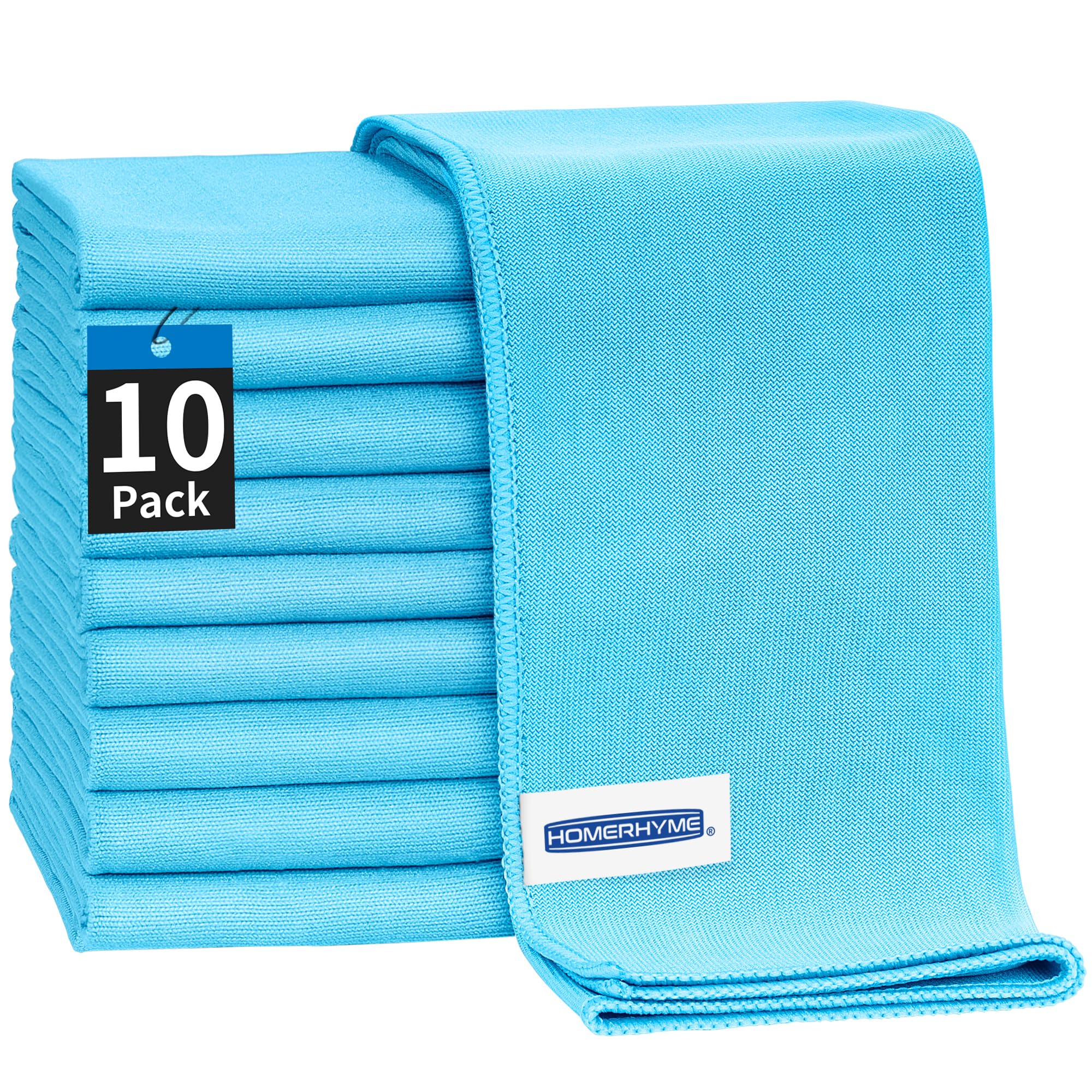 HOMERHYME Microfiber Glass Cleaning Cloth - 12 Pack, 16" x 14" Window Cleaning Towel, Streak Free, Lint Free, Great for All Delicate Surface, Window, Glasses, Stainless Steel, Windshield.