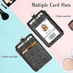 ID Badge Holder with Lanyard, Vertical Bling Shiny