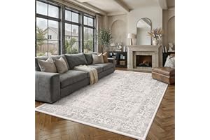 PureCozy Gray Area Rug 6x9 Soft Washable Vintage Living Room Distressed Non Slip Carpet Traditional Indoor Bedroom Grey Thick