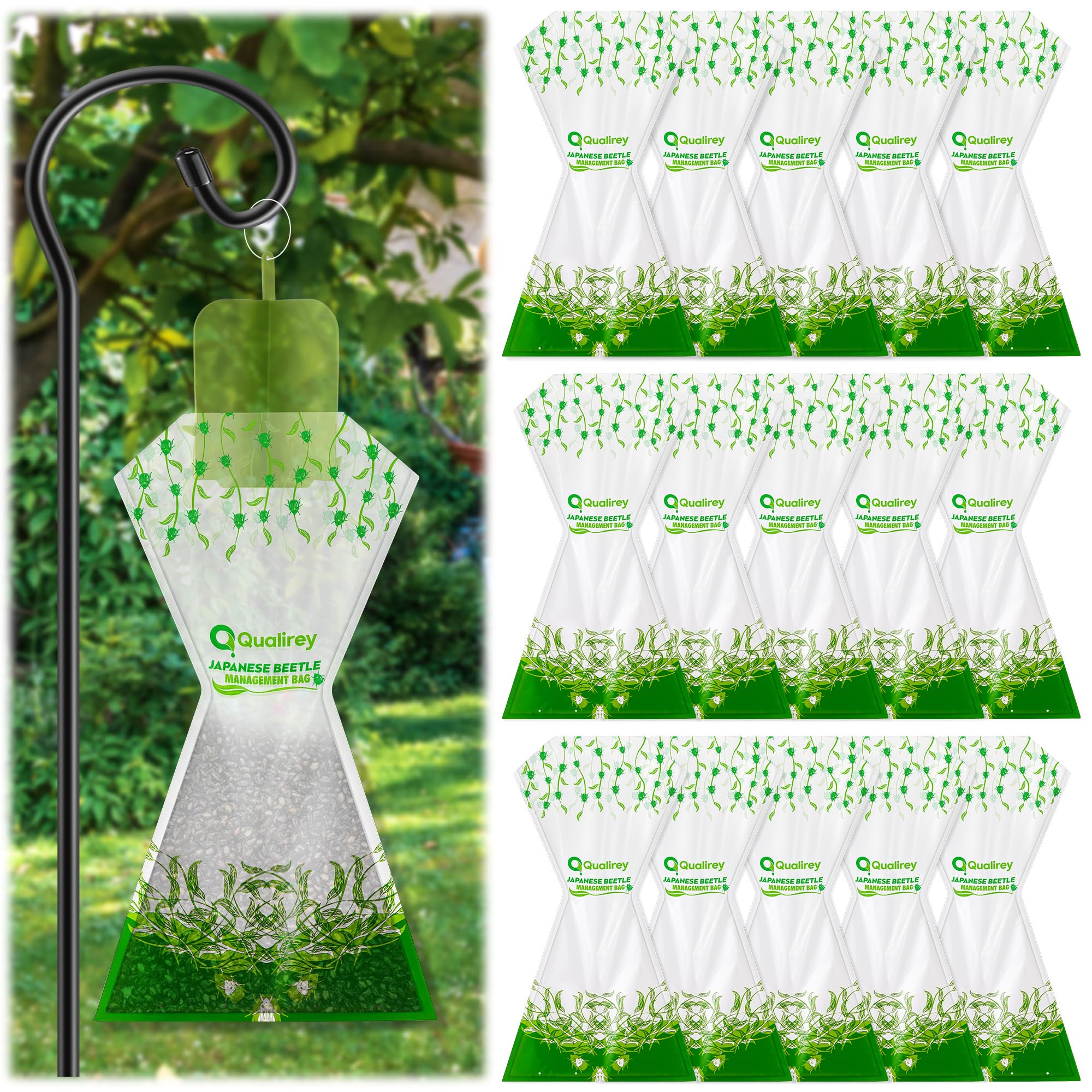 Photo 1 of Qualirey 15 Pack Japanese Beetle Trap Bag Refills, Disposable Japanese Beetle Trap Replacement Bags for Outdoor Use, Strong Design (Collection Bags Only)