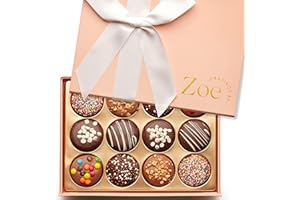 CRAVINGS BY ZOE Mothers Day Gourmet Chocolate Covered Cookie Gift Basket | 12 Count | Milk Chocolate Candy Gift Box | Food Gift, Birthday Gifts for Women Men Mom Dad Adults Couples & Families