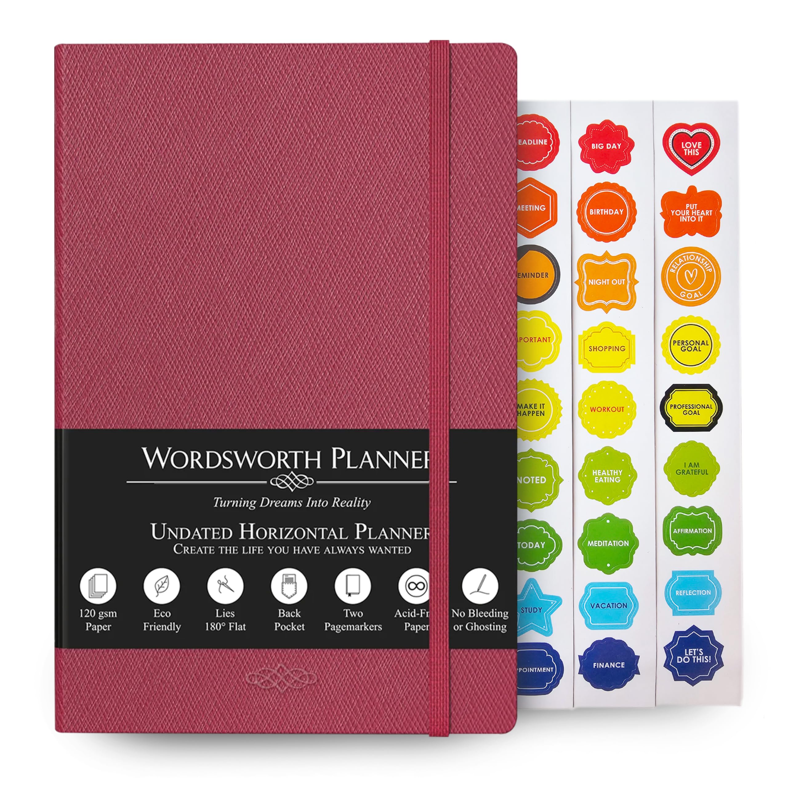 Wordsworth 2020 Planner (Non-Dated) Organizer Business Academic Journal-Weekly Monthly Yearly Planner-Thick Paper Pen Loop Inner Pocket- Improve Productivity Time Management & Hit Your Goals