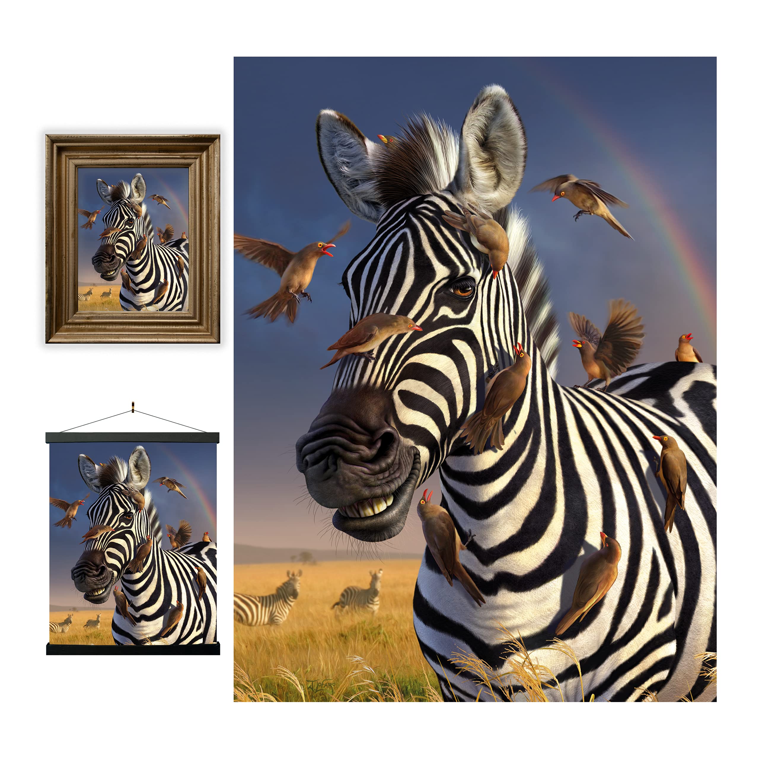 3D LiveLife Lenticular Wall Art Prints - Jailbird from Deluxebase. Unframed 3D Zebra Poster. A perfect wall filler. Original artwork licensed from renowned artist, Jerry LoFaro