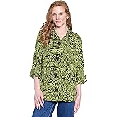 Ali Miles Womens Printed Woven Button Front Blouse for Women