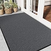 EZ2LIVE Front Door Mat, 3' x 5' Heavy Duty Door Mat Outside Entrance, Non-Slip Welcome Mat, Absorbent & Dirt Resistant, Low Profile Large Door Mats, Commercial Rugs for Entryway Indoor Outdoor, Grey