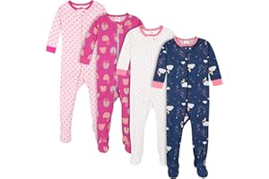 Gerber Baby Girls Baby-girls 4-pack Footed Pajamas