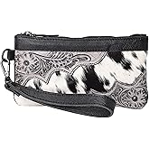Merbaa Women Hand tooled Natural Cowhide Leather hand Clutch | Hand Bag | Purse | Coin Pouch Bag valentines day gifts