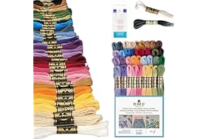 CHARMING MELODIE DMC Embroidery Floss Pack, Popular Colors, DMC Embroidery Thread, DMC Floss Kit Include 36 Assorted Color Bundle with DMC Mouline Cotton White/Black and DMC Cross Stitch Hand Needles.