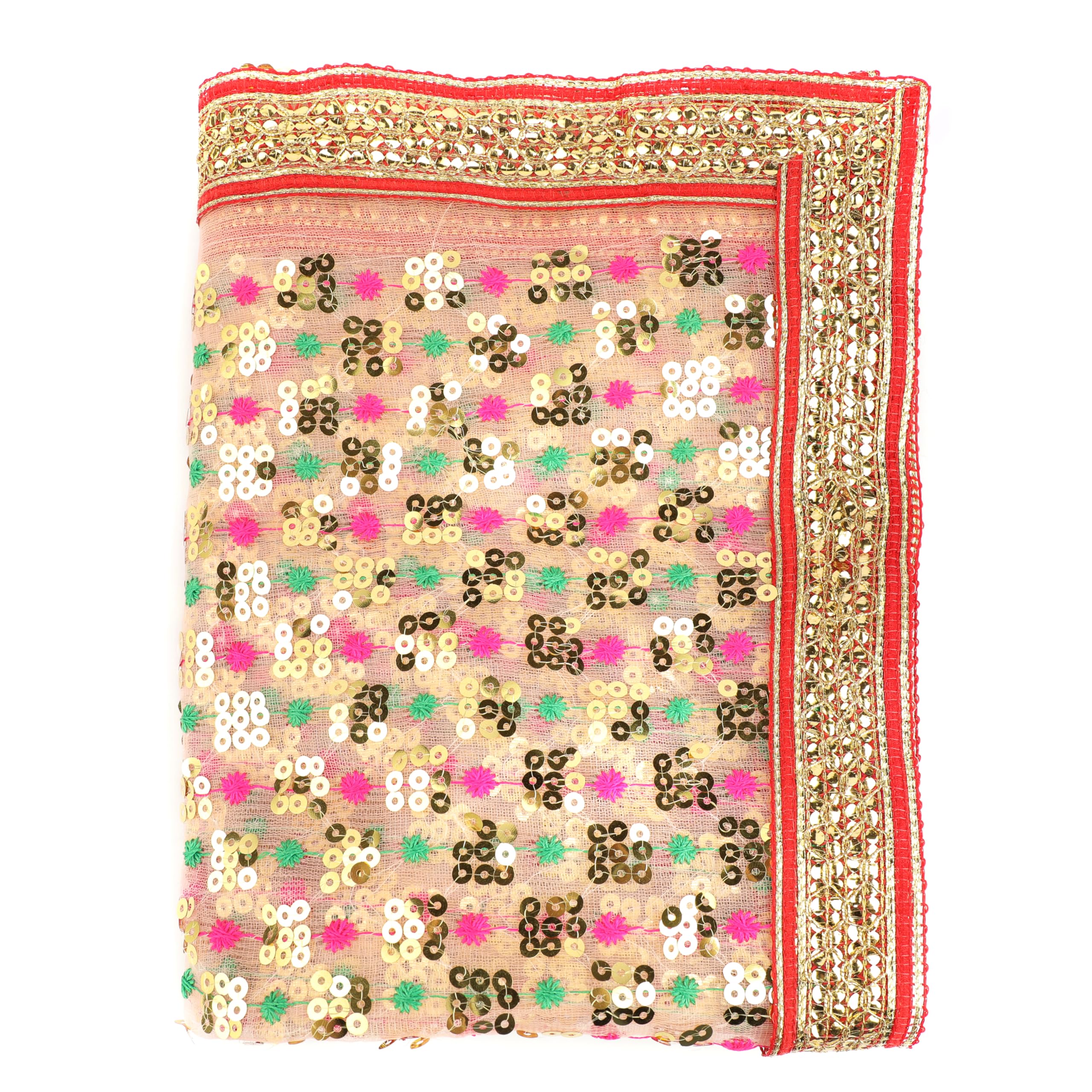Decorative Mat Aasan Cloth Chunari Puja Chunar Velvet Cloth Chunari Aasan Mat for Indian Traditional Cultural Navratri Festival Decoration Decor Statue Frame Idol Temple(Size:36 Inch x 18 Inch)(Pink)