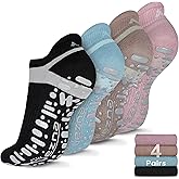 Muezna Non Slip Yoga Socks for Women, Anti-Skid Pilates, Barre, Hospital Socks with Grips, Size 5-10