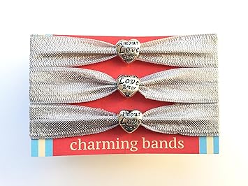 Amazon Com Charming Bands Elastic Ribbon Silver Hair Ties For