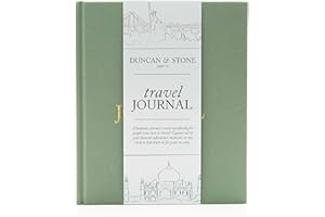 DUNCAN & STONE PAPER CO. Travel Journals - Elegant Journaling Notebook To Record All Your Travel Fun, & More - 110 Page Linen Hardcover Journal For Up To 15 Trips (Sage Green)