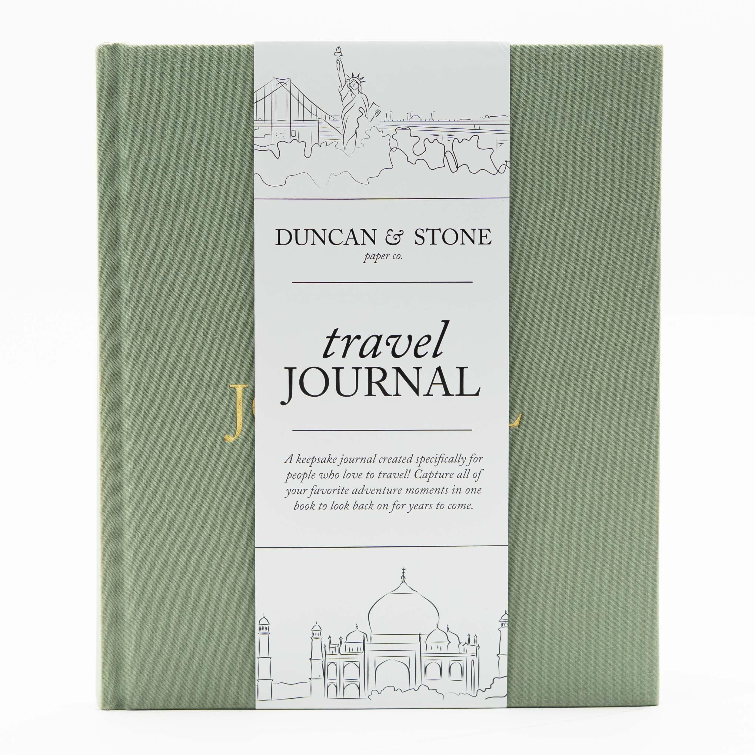 DUNCAN & STONE PAPER CO. Travel Journal for Women and Men (Sage Green) Travel Diary to Capture Memories & Adventures - Travel Planner with Photo, Highlights & Memory Prompts