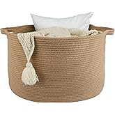 XUANGUO Large Jute Rope Storage Basket Blankets Basket Living Room 22"x12" Toy Baskets for Kids and Dogs Woven Laundry Baskets for Clothes Towels Baby Toy Storage