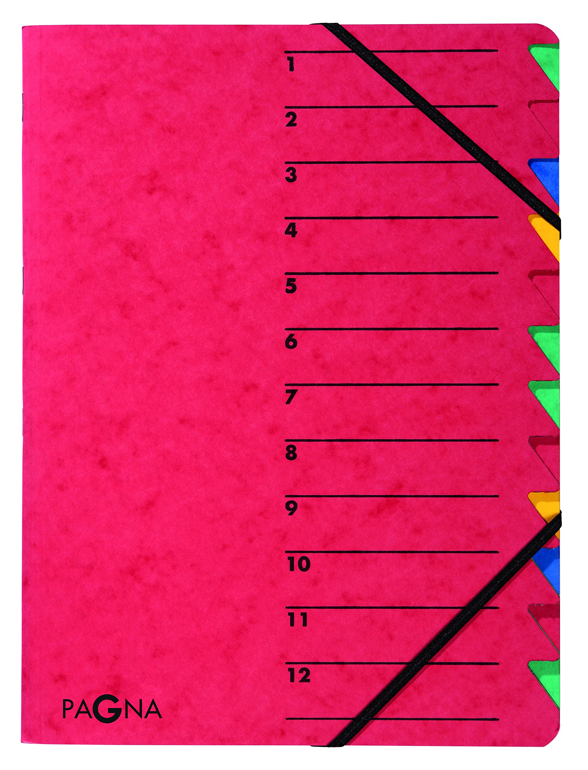 Pagna Easy 24131-01 Index File Pressboard A4 12 Compartments Coloured Index Cover Red
