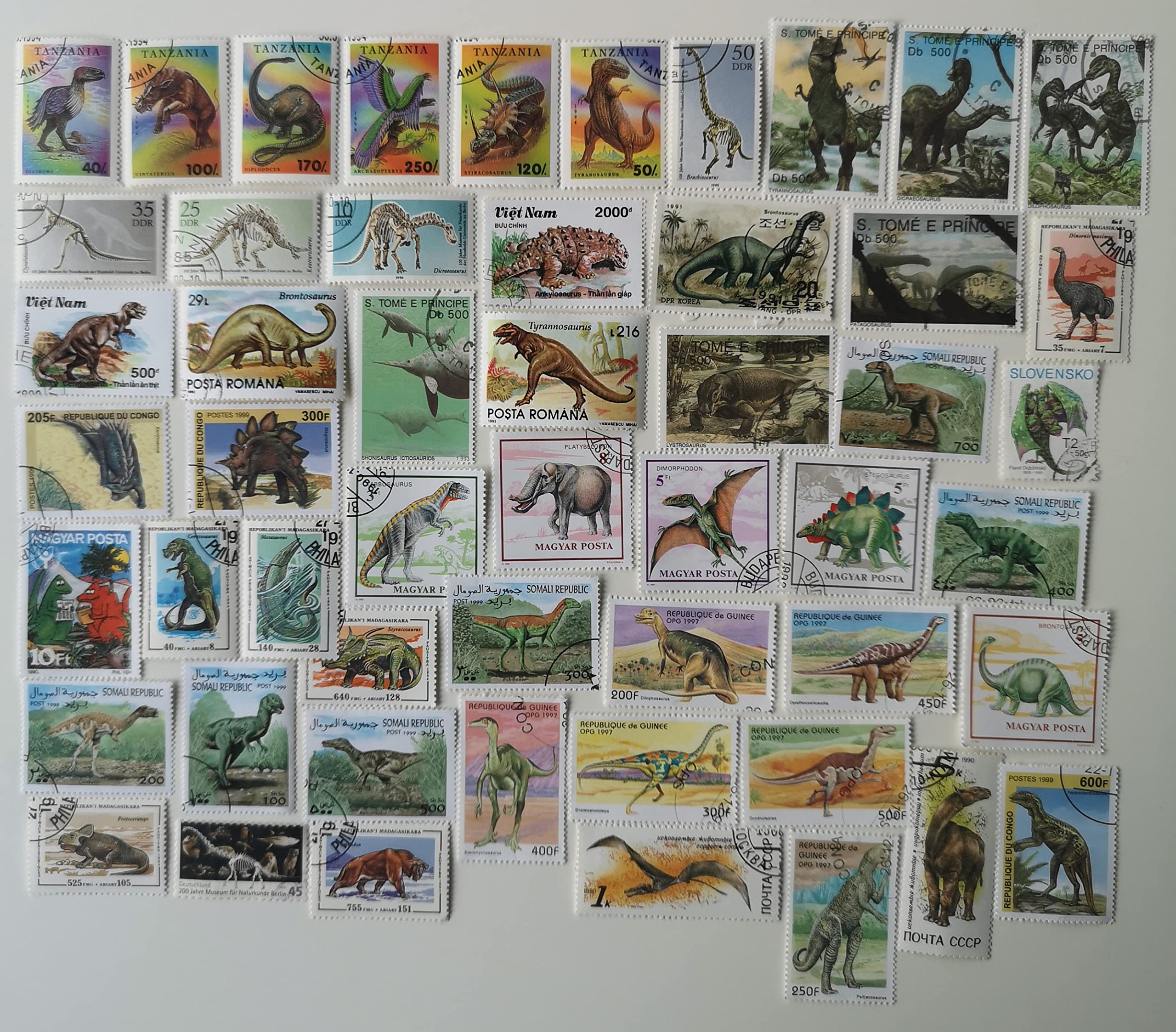 50 Different Dinosaur and Prehistoric Animals Stamps Collection (Stamps for Collectors)