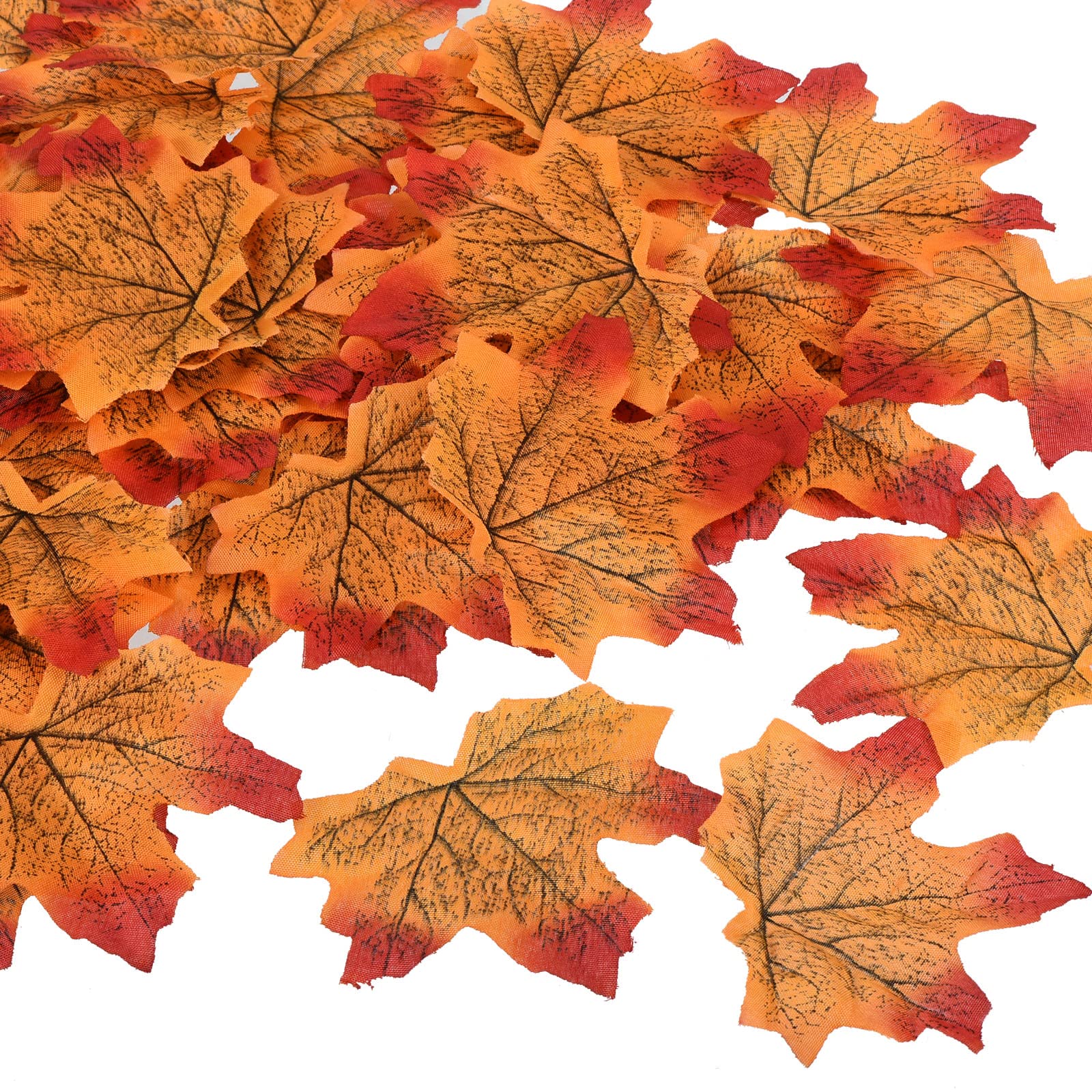 PATIKIL Artificial Leaves, 500 Pcs Fall Maple Autumn Fake Leaf for Wedding Party Thanksgiving Halloween Decoration, Orange