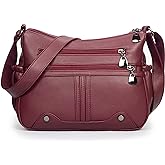 Women Soft PU Leather Shoulder Handbag Multi Pocket Crossbody Bag Ladies Medium Roomy Purses Fashion Tote Top Handle Satchel