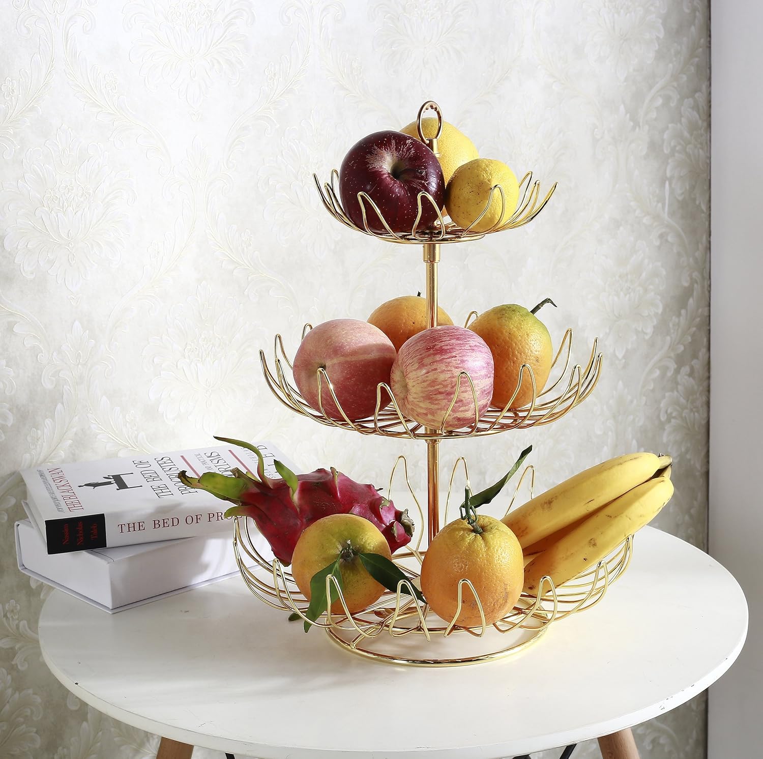 VILAVITA 3 Tier Decorative Wire Fruit Basket Countertop Fruit Vegetable