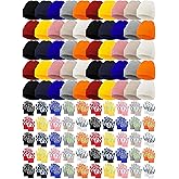 JaGely 100 Pcs Kids Beanies Hats and Gloves Set Bulk for Girls Boys Winter Warm Knitted Beanies Anti-slid Gloves with Grips