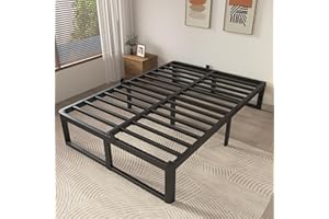 ZTH Bed Frame Queen Size 14 Inch, Metal Queen Bed Frame No Box Spring Needed, Heavy Duty Steel Support, Storage Space, Headbo