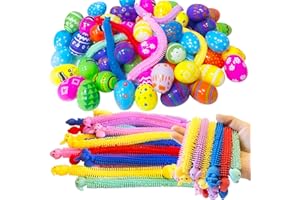 HOLYDECK 36 Pack Prefilled Easter Eggs Stretchy Strings Sensory Fidget Toys Pack,Autism Toys Great for Kids Girls Boys Party Favors Easter Basket Stuffers (Easter)
