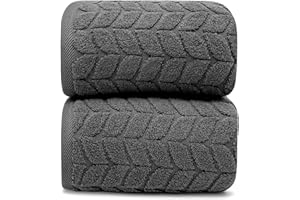 Alusa Home Ultra Soft & Stylish 700 GSM Luxury Bath Sheets | Pack of 2 | Extra Large 35x70 Inches | 100% Zero-Twist, Long-Staple Cotton | Remarkably Absorbent (Granite Grey)