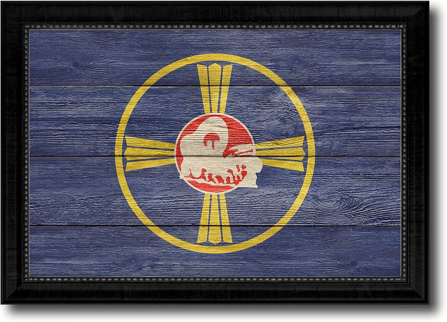 Omaha City Nebraska State Flag Texture Canvas Print Black