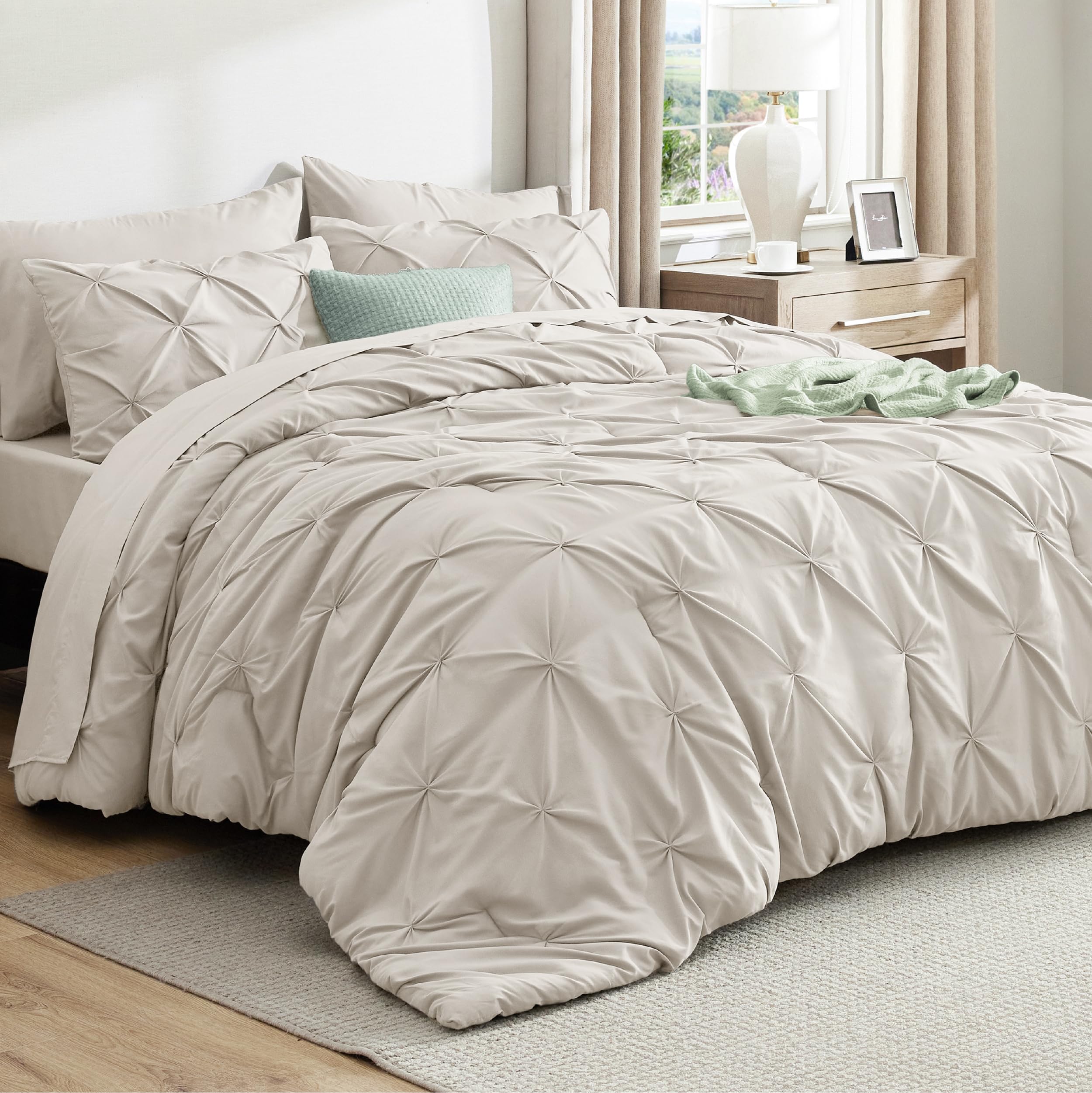 Bedsure California King Comforter Set Linen - Bed in a Bag Cal King 7 ...