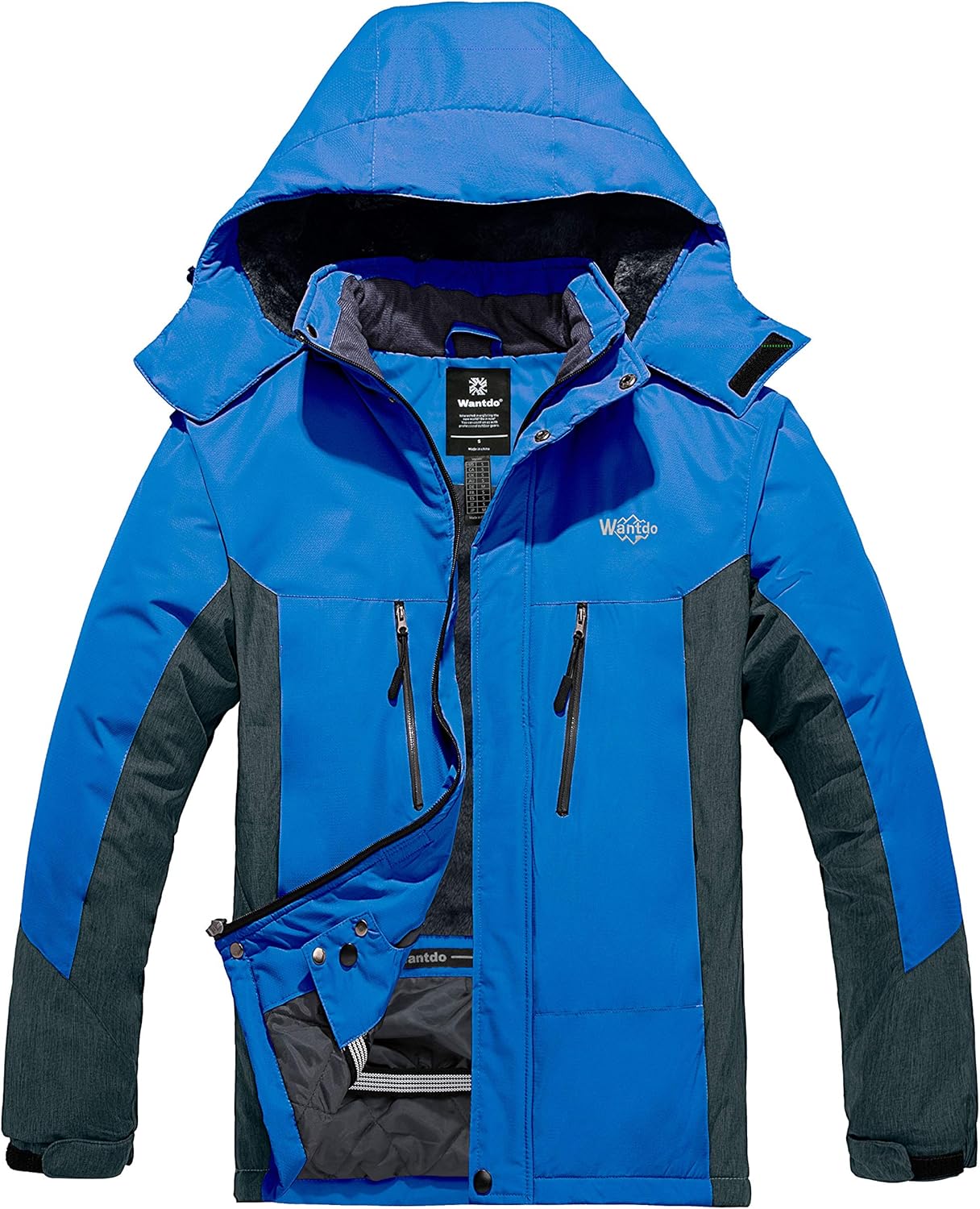 Wantdo Men's Mountain Skiing Jacket Fleece Snowboarding Jackets Waterproof Winter Snow Coat Windproof Raincoat