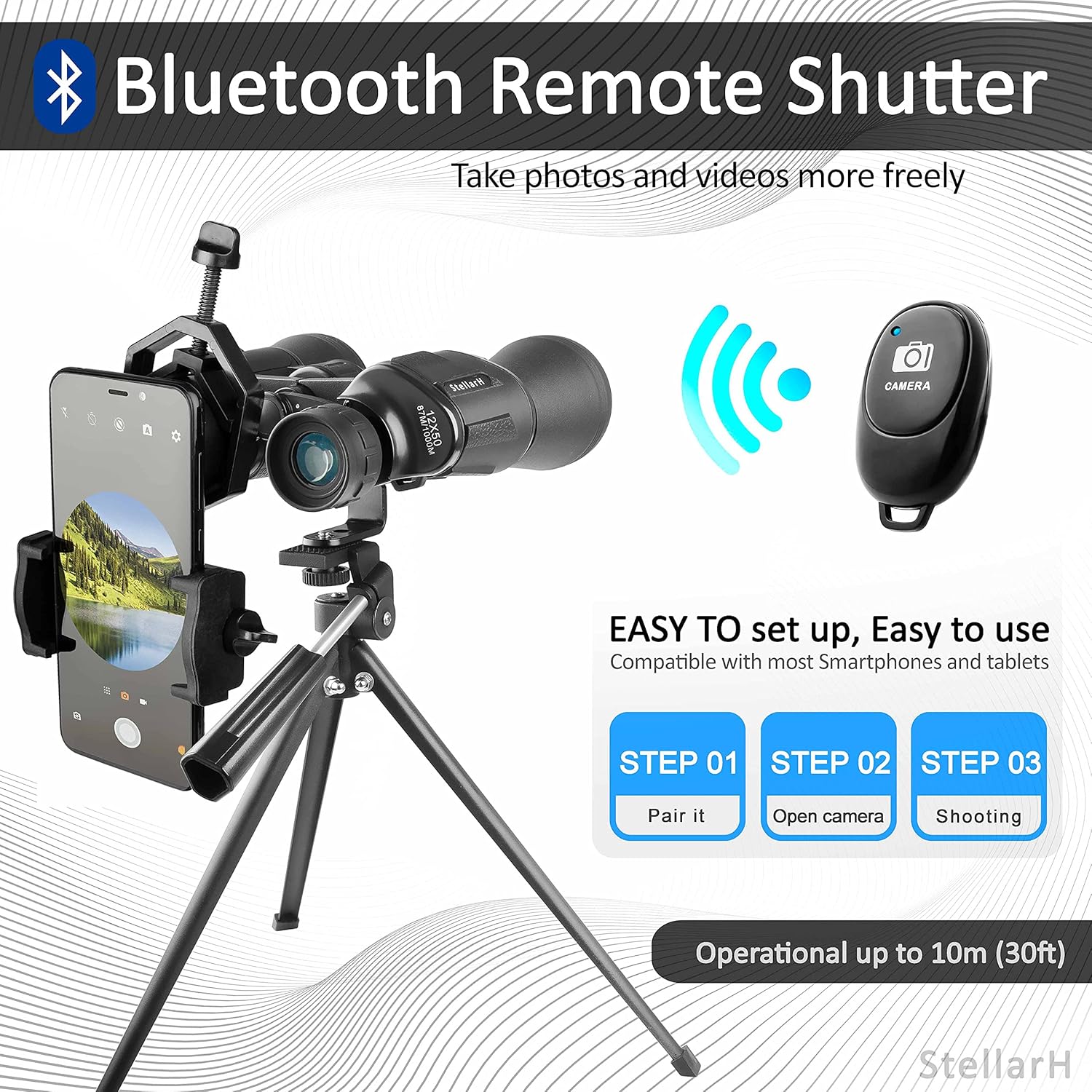 12x50 HD Full Size Binoculars for Adults with Photography Kit - Smartphone Adapter Universal Tripod Carrying Bag & Strap for Bird Watching Hunting Stargazing Sporting & Sightseeing : Camera & Photo
