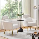 Yaheetech Tub Chair Boucle Armchair with Adjustable Headrest White view 2
