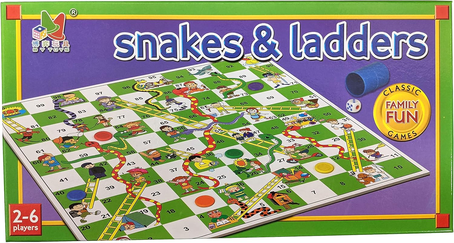 Quickdraw Snakes Ladders Classic Family Board Game For Kids Adults