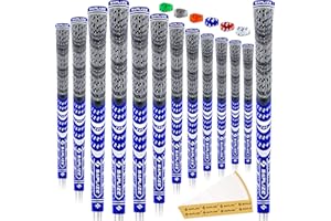 SAPLIZE Cross Corded Golf Grips 13 Pack, Low Taper Design, Choose from 13 Grips with 15 Tapes or 13 Grips with All Kits, 3 Sizes 6 Colors Options, Multi-compound Hybrid Golf Club Grips, CL03 Series