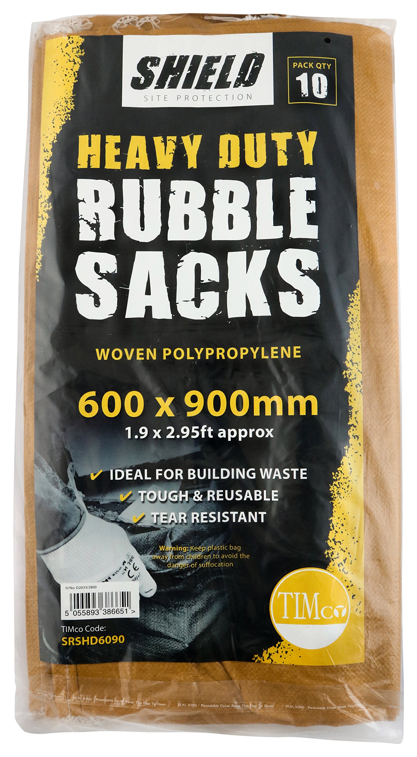 XL, XXL RUBBLE SACKS HEAVY DUTY POLYPROPYLENE BAGS PP 800 x 1200mm, 600 x 900mm