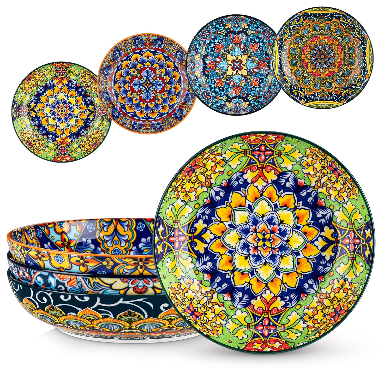 Photo 1 of 2 BOWLS ONLY vancasso Pasta Bowls, 42 oz Ceramic Salad Bowls of 2,Large Corlorful Serving Bowls for Kitchen, Dishwasher & Microwave Safe Soup Bowls, Pasta Plates
