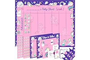 ATHENA FUTURES Potty Training Chart for Toddlers, Girls, & Boys, Sticker Chart for Potty Training, 4 Week Reward Chart, Certificate, Instruction Booklet, Reward Sticker Chart Kids Toilet Training