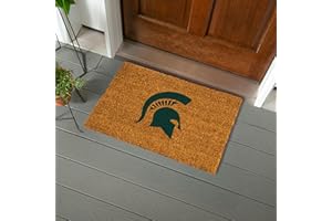 Team Sports America NCAA Michigan State University Natural Coir Doormat | Official Full Color Team Logo | 28 x 16 Inches | Non Slip Back | Front Door Welcome Floor Mats | Indoor Outdoor Entrance Rug