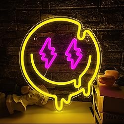 JIARODEY Melting Smile Face Neon Sign Dimmable