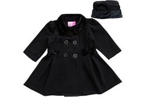 Good Lad Toddler Girls double breasted velvet trimmed Dressy fleece coat and matching hat
