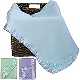 Bamboo Rayon Soft Light Blue Toddler Security Blanket - Thermal Sky Blue Baby Blanket with Satin Edging - Perfect for Naps, Car Carrier, Stroller & Travel - 34 x 47 inches - Newborn Baby Blankie