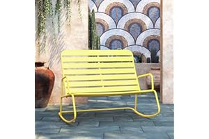 Novogratz Poolside Gossip Collection, Roberta Outdoor/Indoor Rocker Loveseat, Yellow