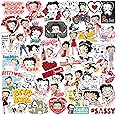 Betty Boop 50CT Sticker Pack Large Deluxe Stickers Variety Pack - Laptop, Water Bottle, Scrapbooking, Tablet, Skateboard, Indoor/Outdoor - Set of 50