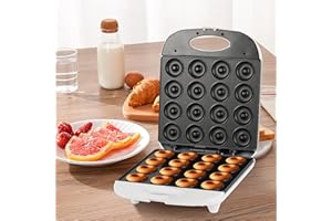 JJFFTAO mini donut maker mini pancakes maker machine Double-sided heating 16 holes maquina para hacer minidonas Portable donut maker with non-stick surface good companion for children's cooking family travel
