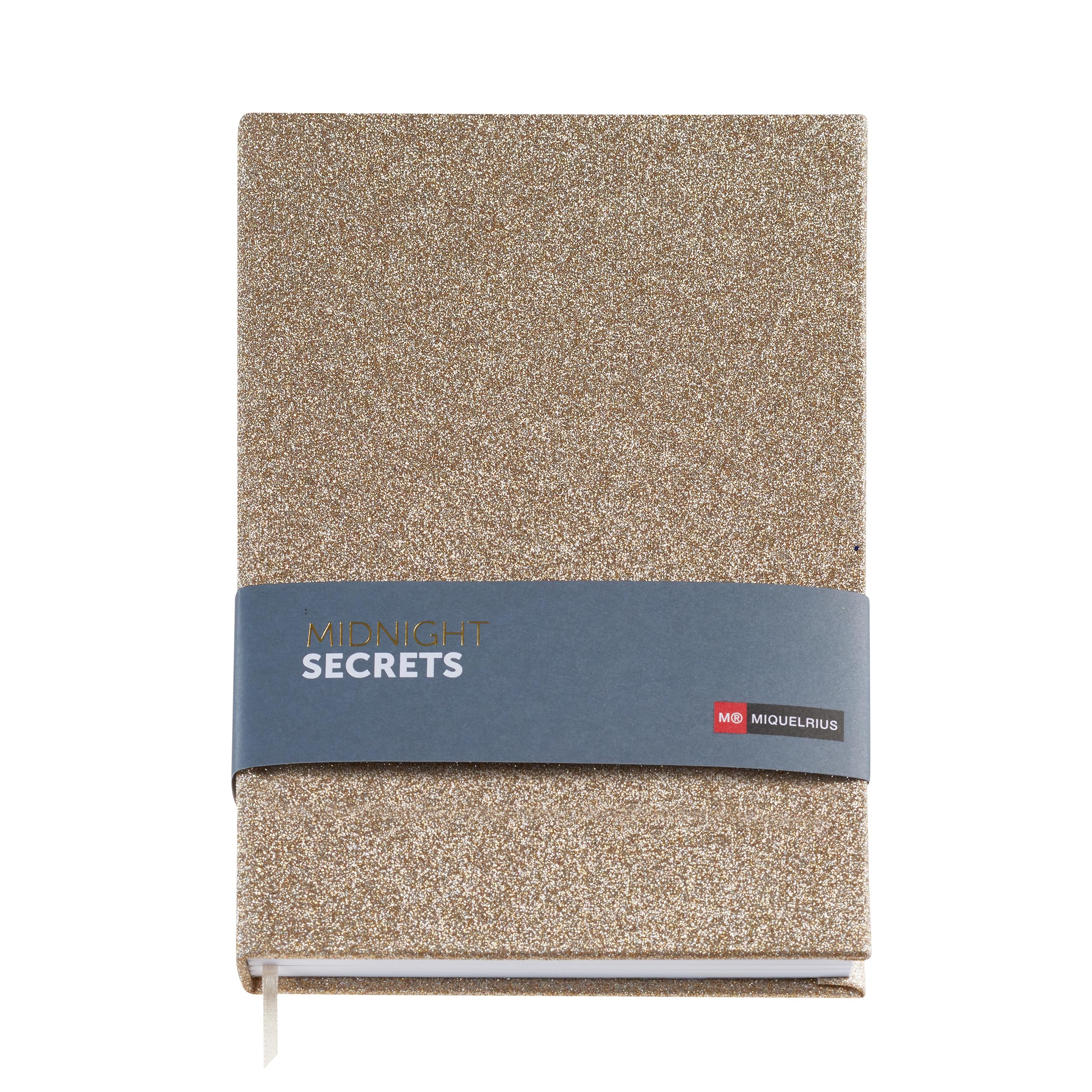 Miquelrius - A5 Notebook (140 x 200 mm), White Lined Interior, 80 Sheets of 100 g/m², Lined Cardboard Cover with Glitter Effect, Sewn, Midnight Secrets Collection