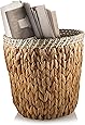 Francois et Mimi Personal Natural Woven Water Hyacinth Wicker Waste Basket 10" Diameter for Bathroom & Bedroom