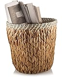 Francois et Mimi Personal Natural Woven Water Hyacinth Wicker Waste Basket 10" Diameter for Bathroom & Bedroom