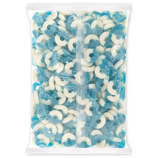 ALBANESE CANDY, GUMMI BLUE RASPBERRY RINGS, 4.5-POUND BAG