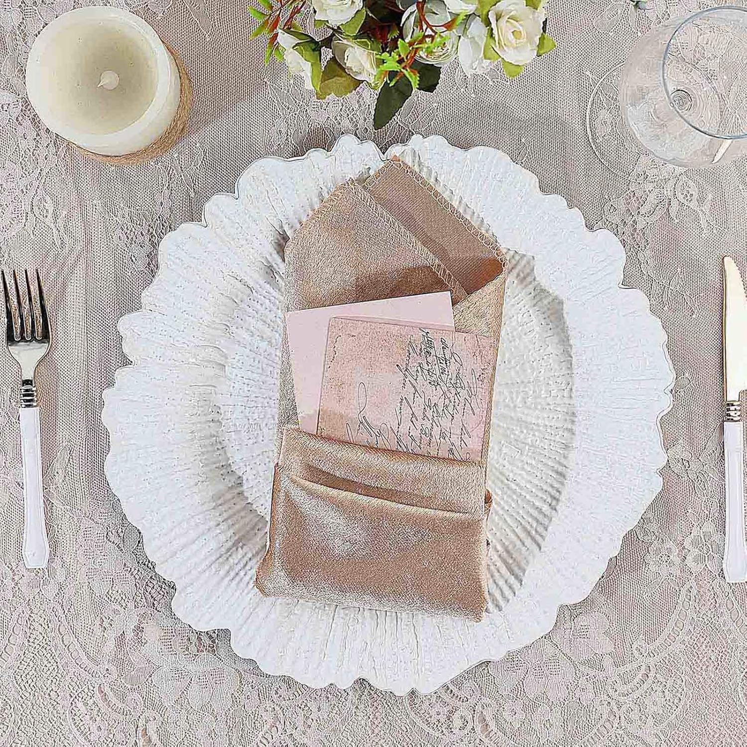  | Tiger Chef Charger Plates - White Plate Chargers for Dinner Plates - Wedding Décor Place-mats (12, White Reef): Charger & Service Plates